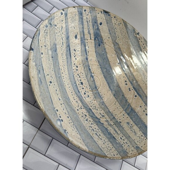 Hand Thrown Pottery Bowl Matte Signed Blue Made In North Carolina Farmhouse - Picture 5 of 12